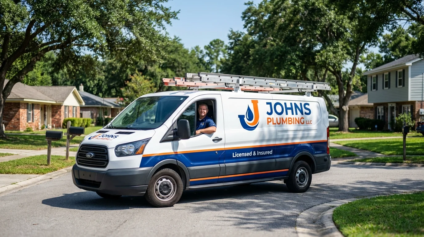 Johns Plumbing LLC service van in Hoopeston, IL