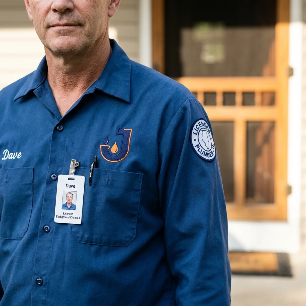 Licensed plumber showing ID badge in Hoopeston, IL