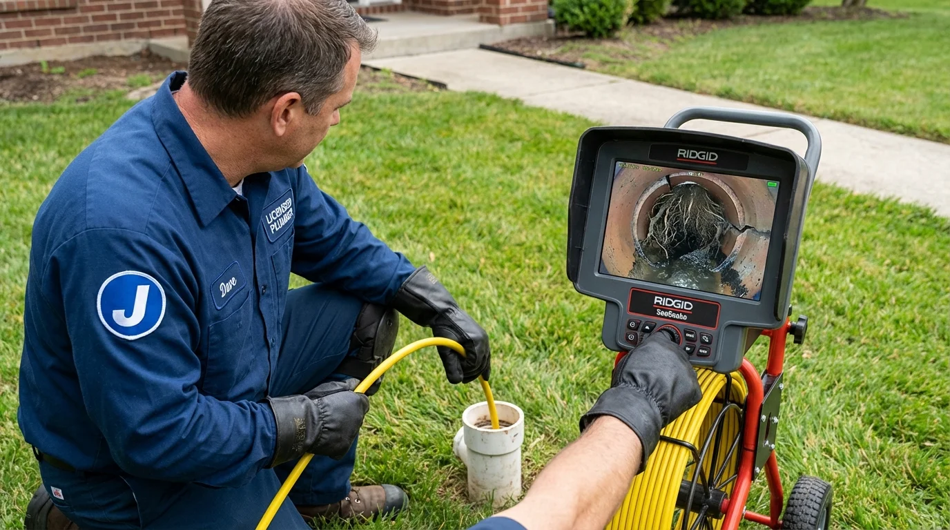 Sewer camera inspection being performed by Johns Plumbing LLC in Hoopeston