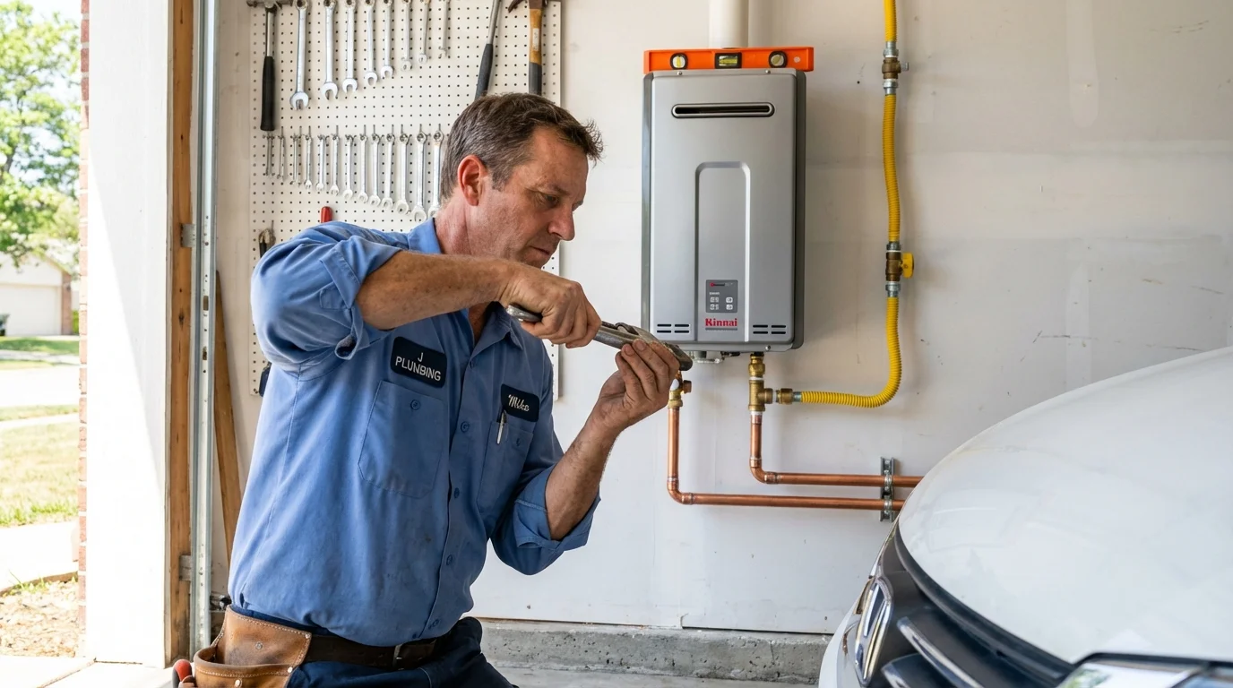 Tankless water heater installation by a Johns Plumbing LLC plumber in Hoopeston